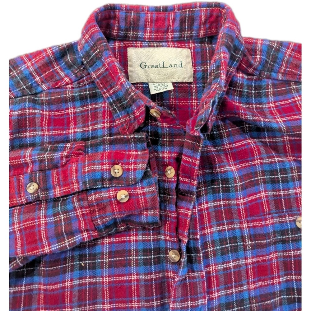 Greatland Mens Multicolor Plaid Long Sleeve Button Down Shirt Size Large Twill